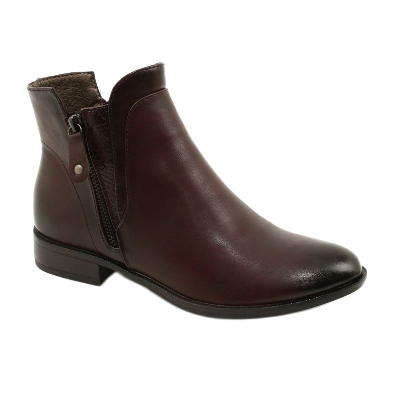Botas de couro Daszyński AM65-91 Borgonha preto vermelho Botas de couro Daszyński AM65-91 Borgonha preto vermelho