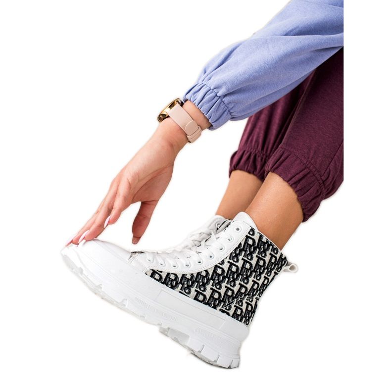 TRENDI Tênis High White Fashion branco preto