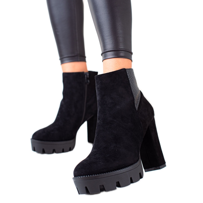 Janessa Botas de camurça elegantes na plataforma preto