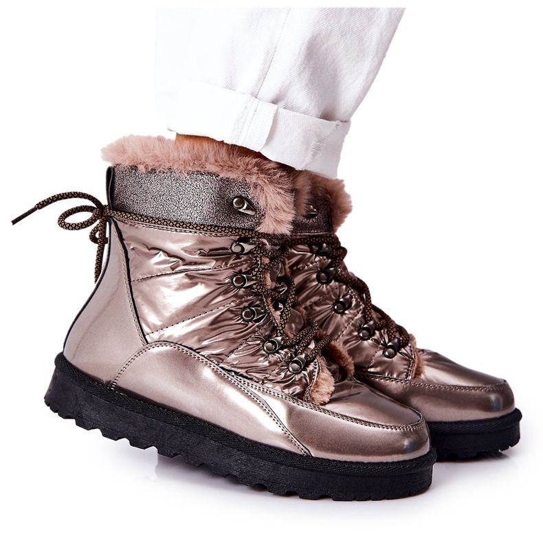 POTOCKI Botas de neve com isolamento de pele alta, Golden Sneezy dourado