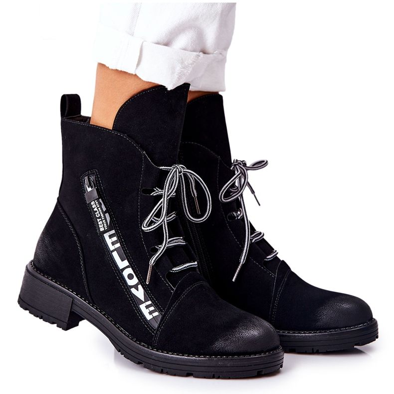 POTOCKI Botas de couro com zíper decorativo preto Lomessa