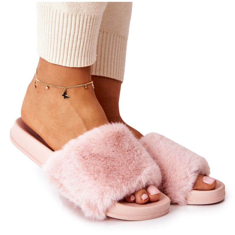 PH1 Chinelos em forma de borracha com pele rosa emmie