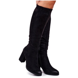 S.Barski Botas femininas com salto de camurça pretas muitas vezes preto S.Barski Botas femininas com salto de camurça pretas muitas vezes preto
