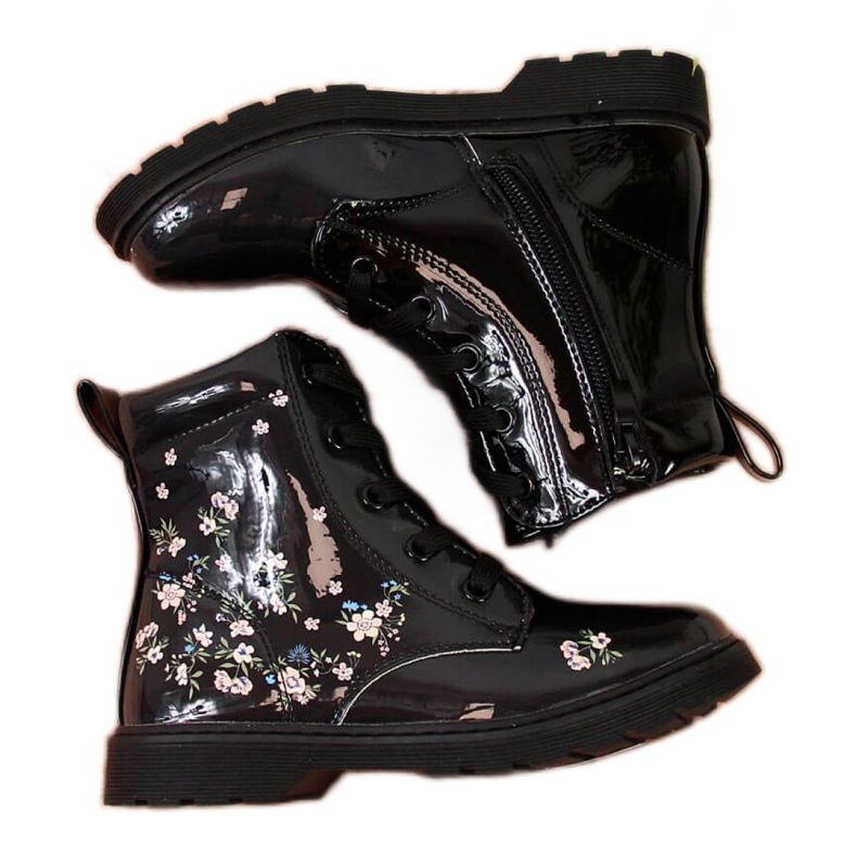 Botas pretas para meninas isoladas Jr EVE326 branco preto