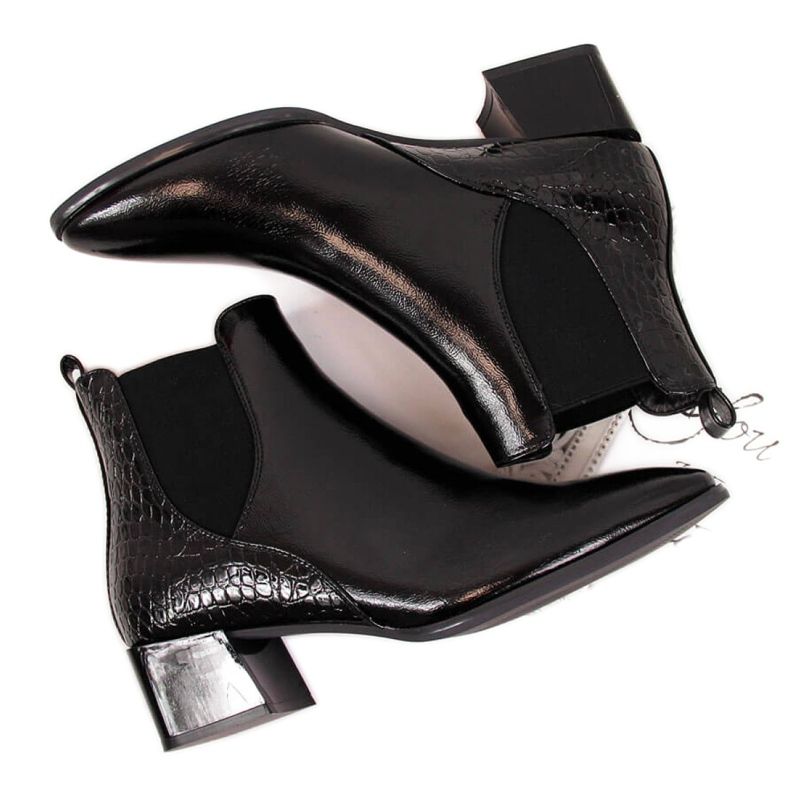 Botas laqueadas Chelsea Sergio Leone W SK340A pretas preto