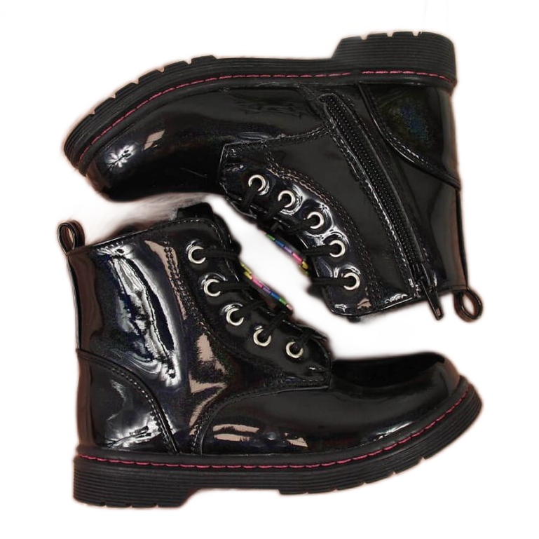 Botas pretas para meninas isoladas Jr EVE318A branco preto