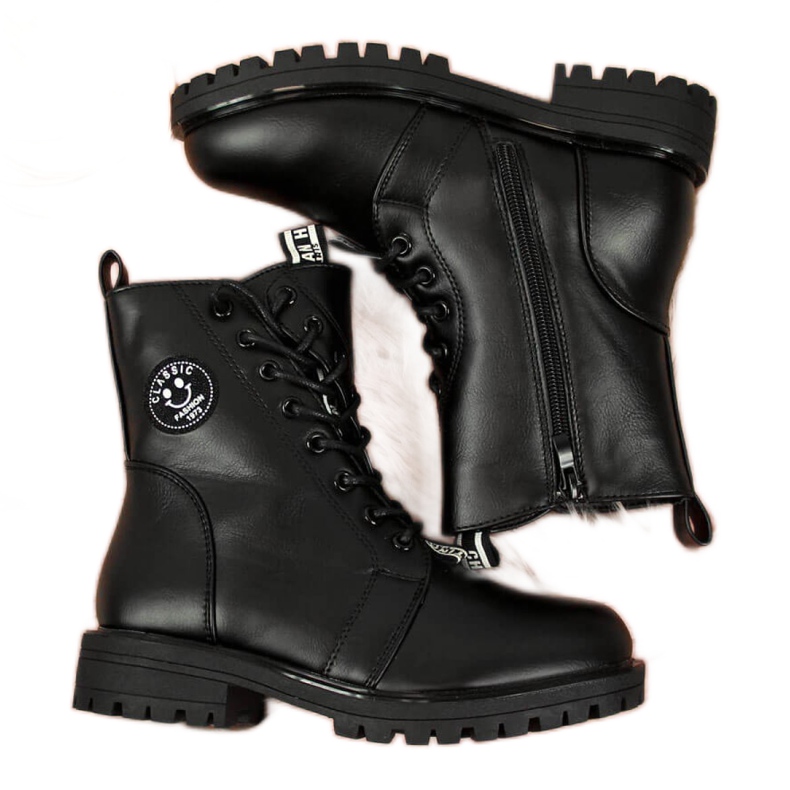 Botas isoladas assimétricas Jr EVE322A pretas branco preto