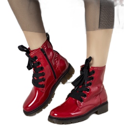 Botins Delphine de couro envernizado vermelho