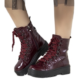 Botas marrons com sola alta Orane vermelho