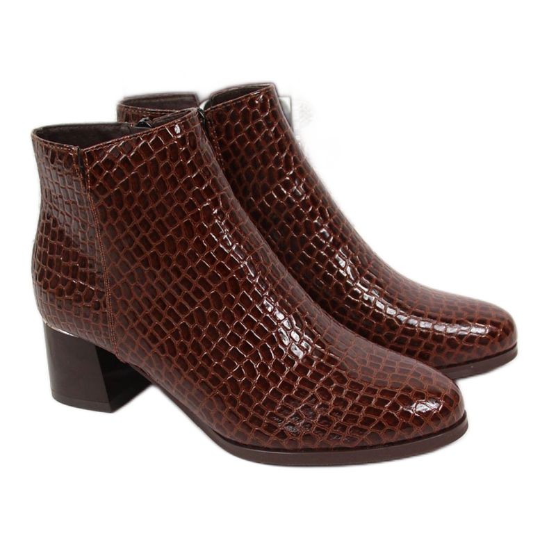 Botas de salto alto com pele de cobra Potocki W WOL30B marrom castanho Botas de salto alto com pele de cobra Potocki W WOL30B marrom castanho