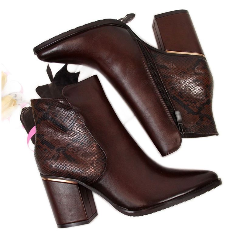 Botas com isolamento de pele de cobra Potocki W WOL31B marrom castanho