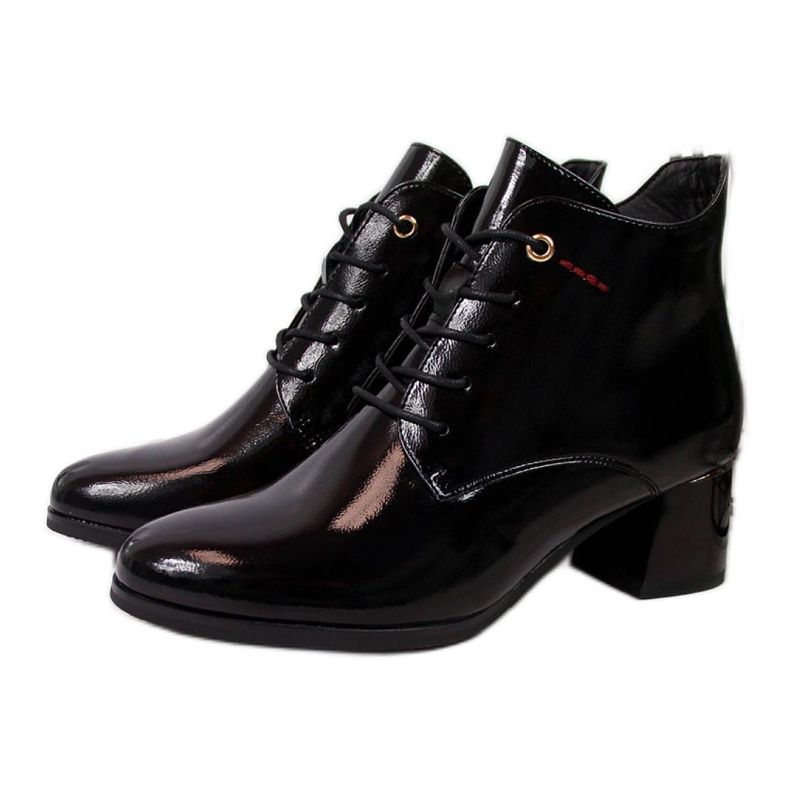 Botas de salto alto patenteadas Potocki W WOL32 pretas preto