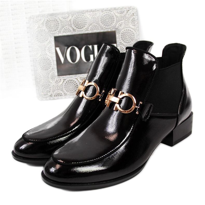 Botas lacadas Chelsea Potocki W WOL34 pretas preto