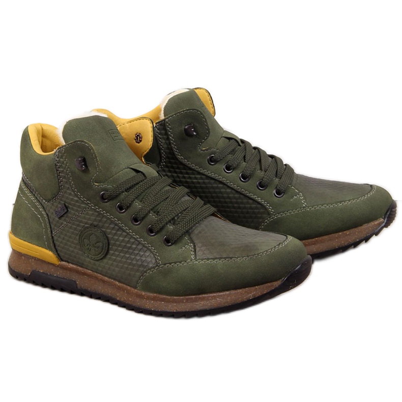 Sapatos com isolamento de couro Rieker M R498 cáqui verde