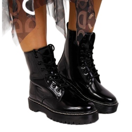 Botas lacadas quentes Vinceza W JAN55A pretas preto