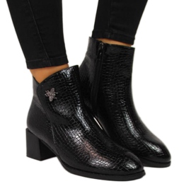 Botas pretas com pele de cobra mosca Filippo W PAW287 preto Botas pretas com pele de cobra mosca Filippo W PAW287 preto