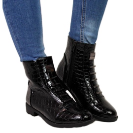 Botas com decoração em pele de cobra Filippo W PAW288A preto branco Botas com decoração em pele de cobra Filippo W PAW288A preto branco