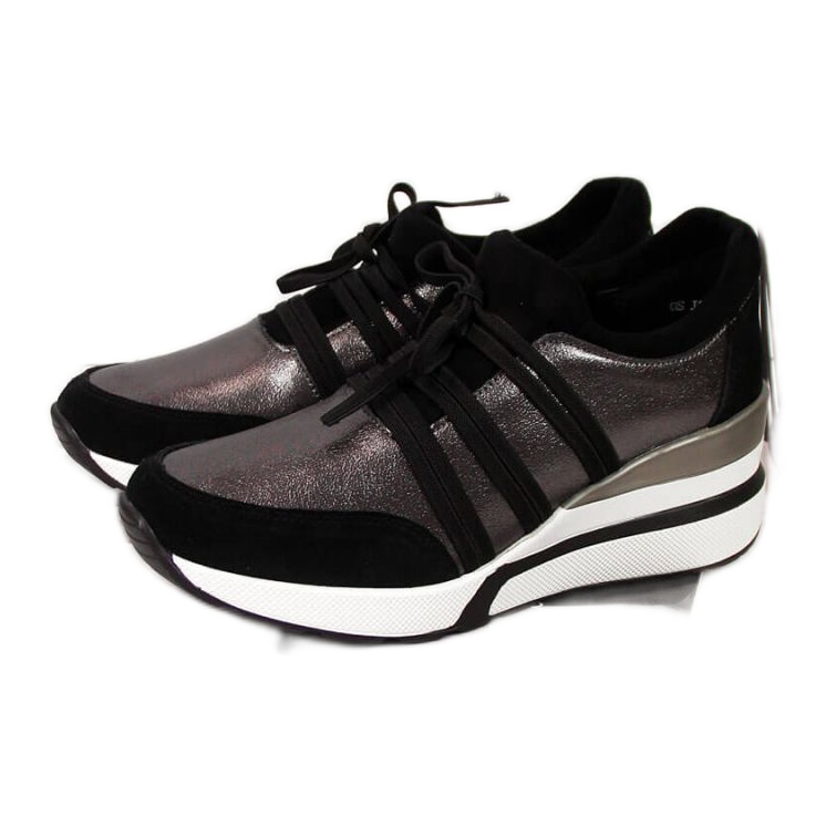 Sapatos de couro em cunha T.Sokolski W SCA139 prata preto