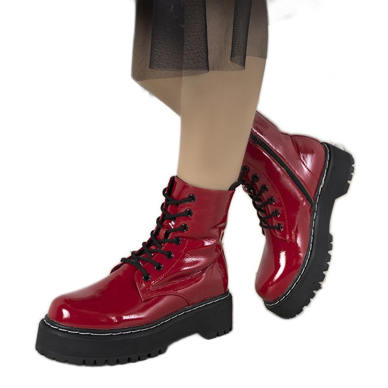 Botas de couro envernizado Red Gladu vermelho