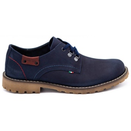 Olivier Sapatos masculinos botins de couro azul marinho 812 MP