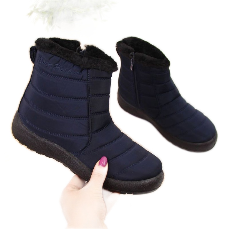 Botas de neve impermeáveis ​​com zíper News W EVE181B azul marinho