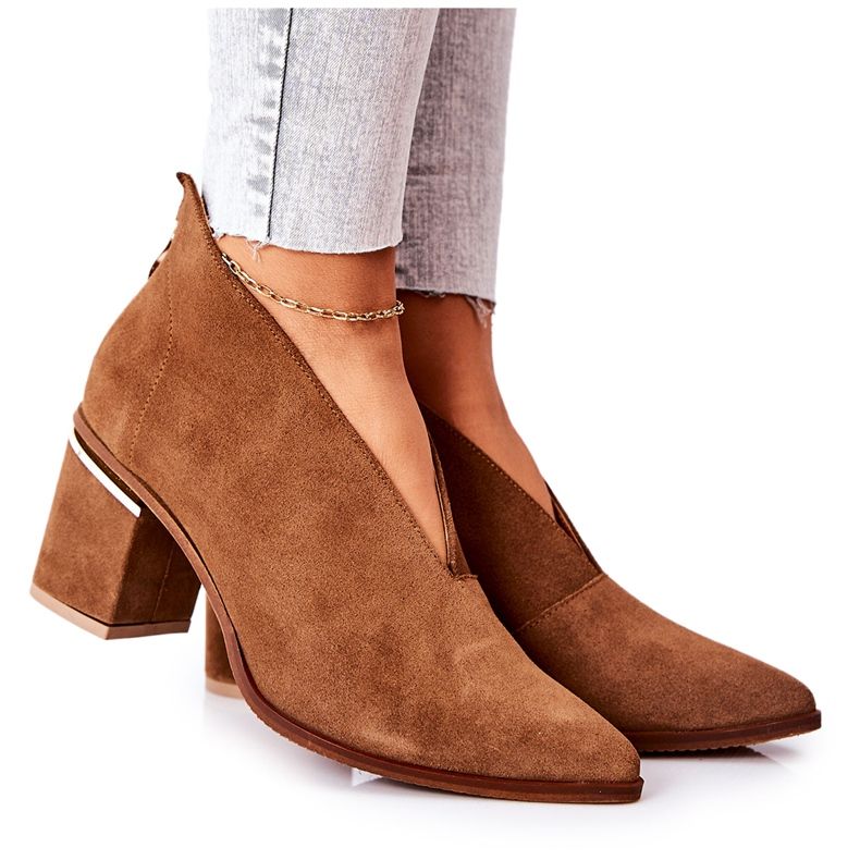 Botas de couro com salto alto Laura Messi Brown 2344 castanho