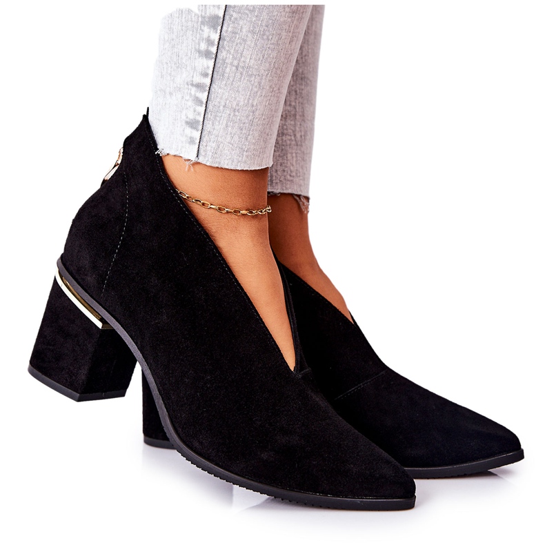 Botas de couro com salto alto Laura Messi Black 2344 preto