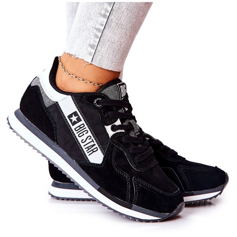 Sapatos esportivos de couro Big Star II274271 Preto branco