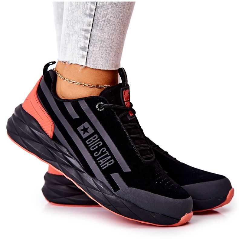 Sapatas esportivas de couro Big Star II274460 pretas preto vermelho