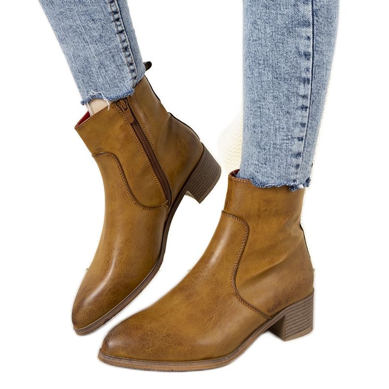 Botas de camelo femininas, botas de cowboy Hortenses castanho