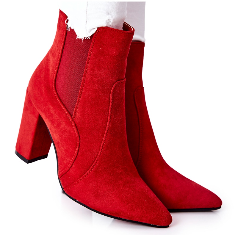 PG1 Botas de camurça femininas de salto alto vermelho Kastren