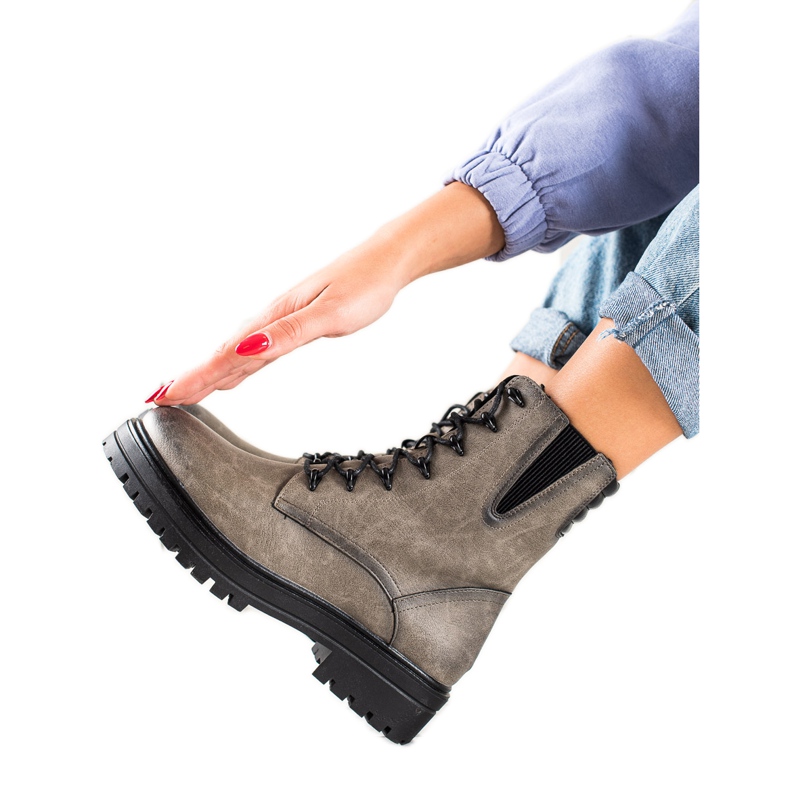 Sergio Leone Botas de trabalho amarradas com padrão cinza Sergio Leone Botas de trabalho amarradas com padrão cinza