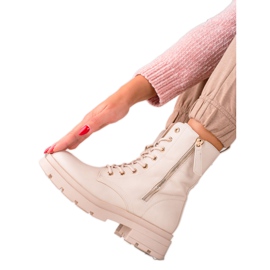 Sixth Sense Armadilhas de botas bege feitas de couro ecológico Sixth Sense Armadilhas de botas bege feitas de couro ecológico