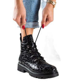 Filippo Botas com cordões com padrão preto Filippo Botas com cordões com padrão preto