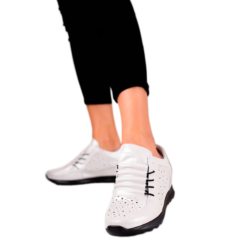 Sapatos de couro com cunha VINCEZA branco