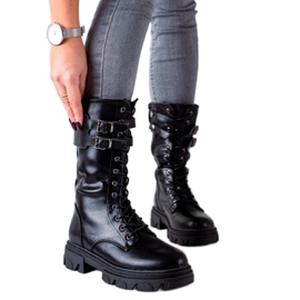 Botas de cano altas com fivelas VINCEZA preto