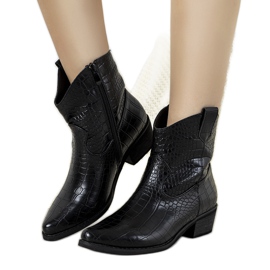 Botas de cowboy pretas no padrão de pele de crocodilo Aurore preto