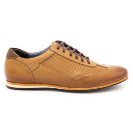 Kampol Sapatos casuais de couro masculino 64 / SŁ vermelho laranja
