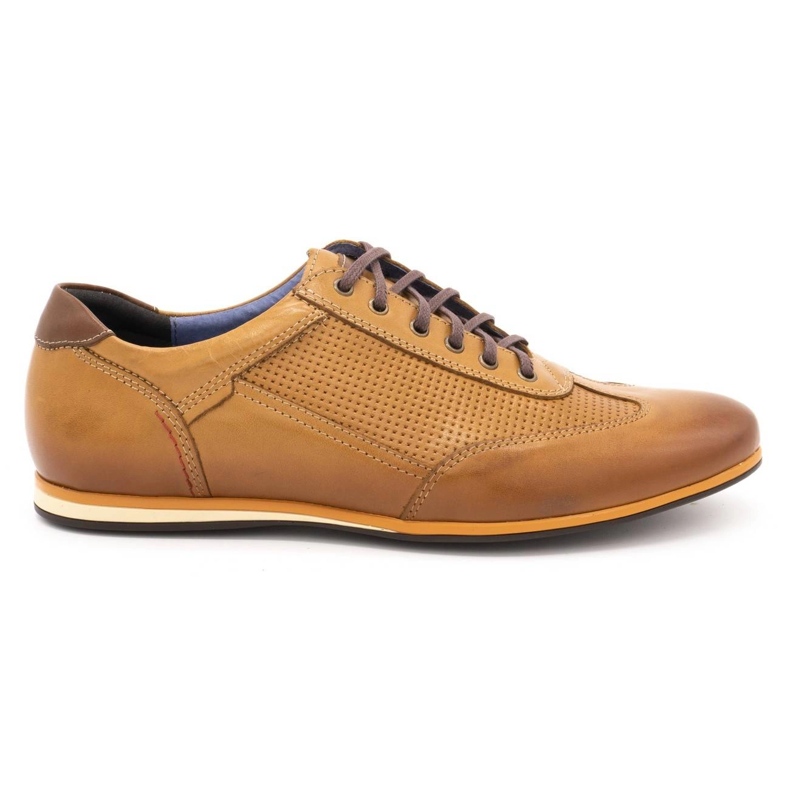 Kampol Sapatos casuais de couro masculino 64 / SŁ vermelho laranja