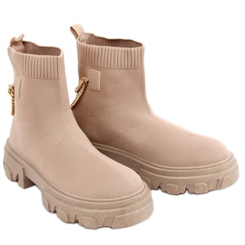 Botas de meia com corrente JX81P Khaki bege