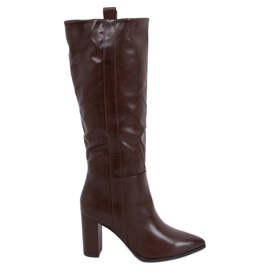 Botas marrons com salto estável RB49P Marrom castanho