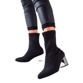 TRENDI Botas com salto prateado preto TRENDI Botas com salto prateado preto