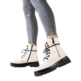 Sixth Sense Botas de amarrar com zíper decorativo bege