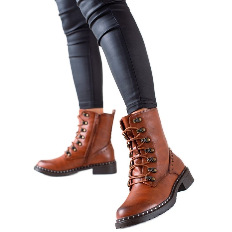 Super Me Caçadores casuais feitos de couro ecológico castanho