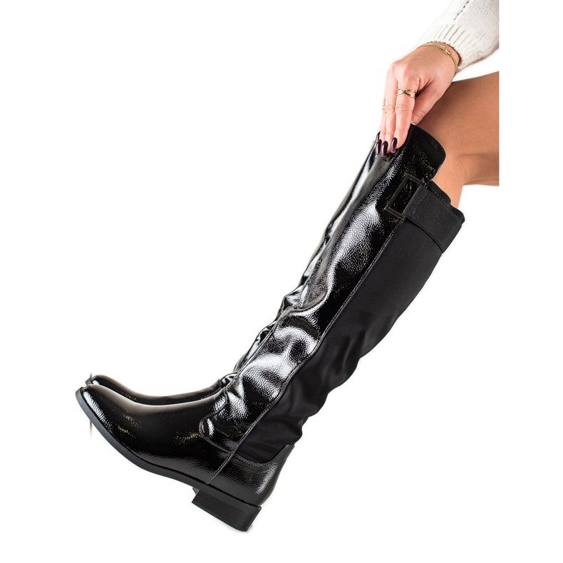 TRENDI Botas elegantes laqueadas preto