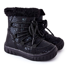 PE1 Botas pretas quentes de neve com pele preto