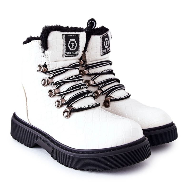 PE1 Botas com isolamento de pele para crianças White Doreen branco