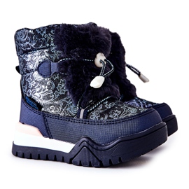 PJ2 Botas Quentes De Neve Para Crianças Com Pele Azul Marinho Dessa branco azul-marinho