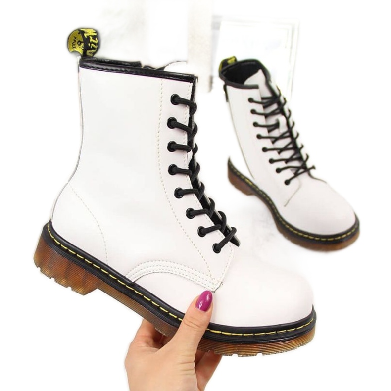 Botas de couro isoladas Filippo W PAW77B brancas branco amarelo