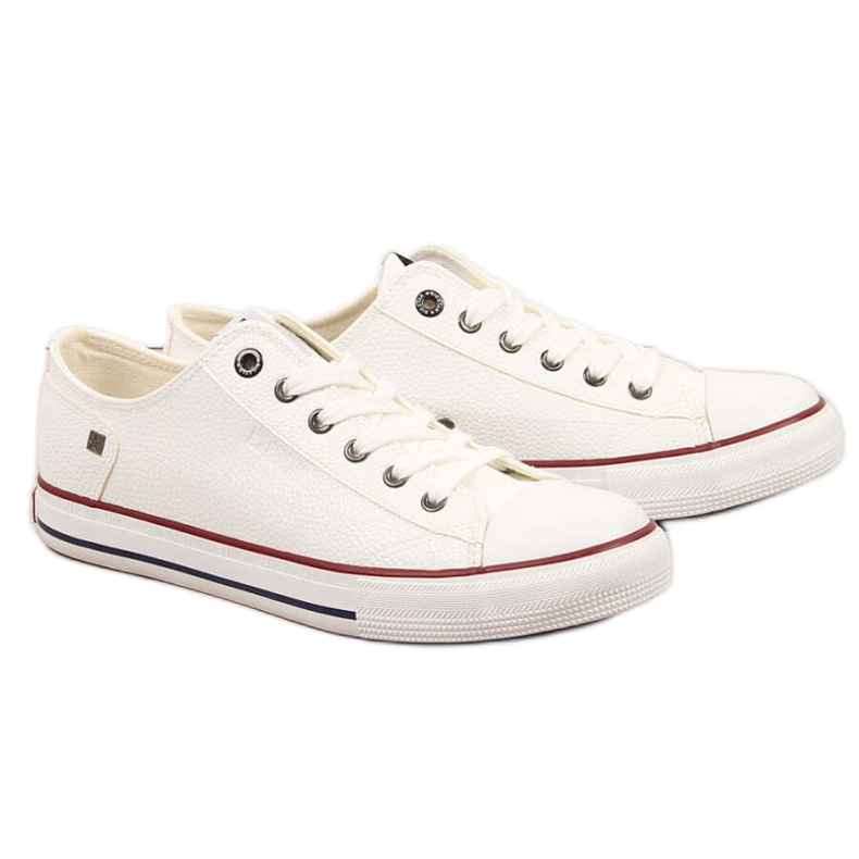 Tênis de cano baixo com couro ecológico Big Star M II174001 branco